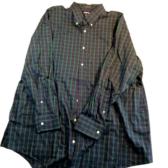 Lands' End Men's Plaid No Iron Long Sleeve Shirt - Picture 1 of 3